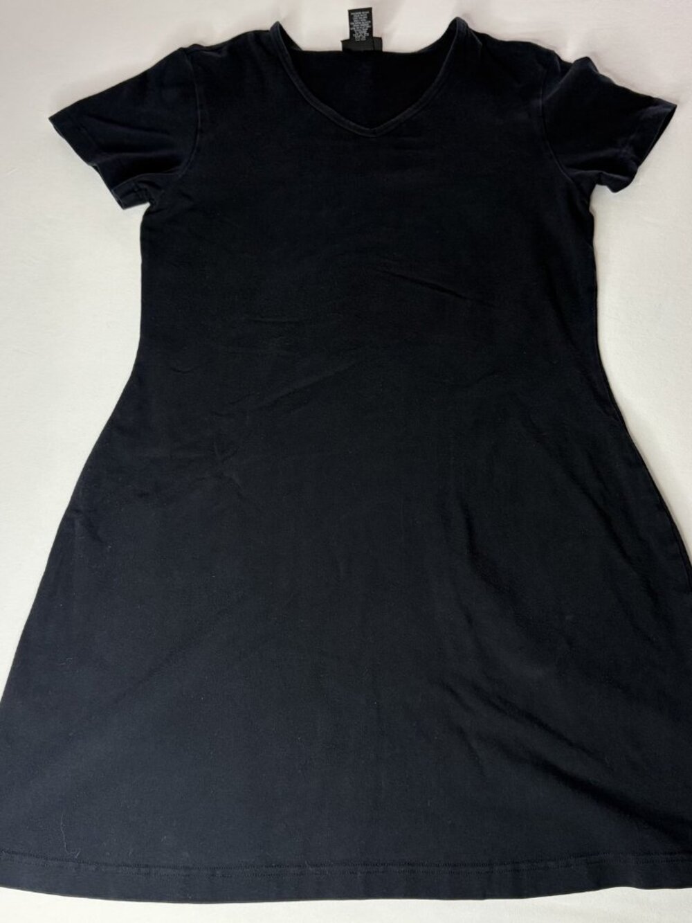 Coastlines Black T-Shirt Dress Black, Size M V-Neck Loungewear